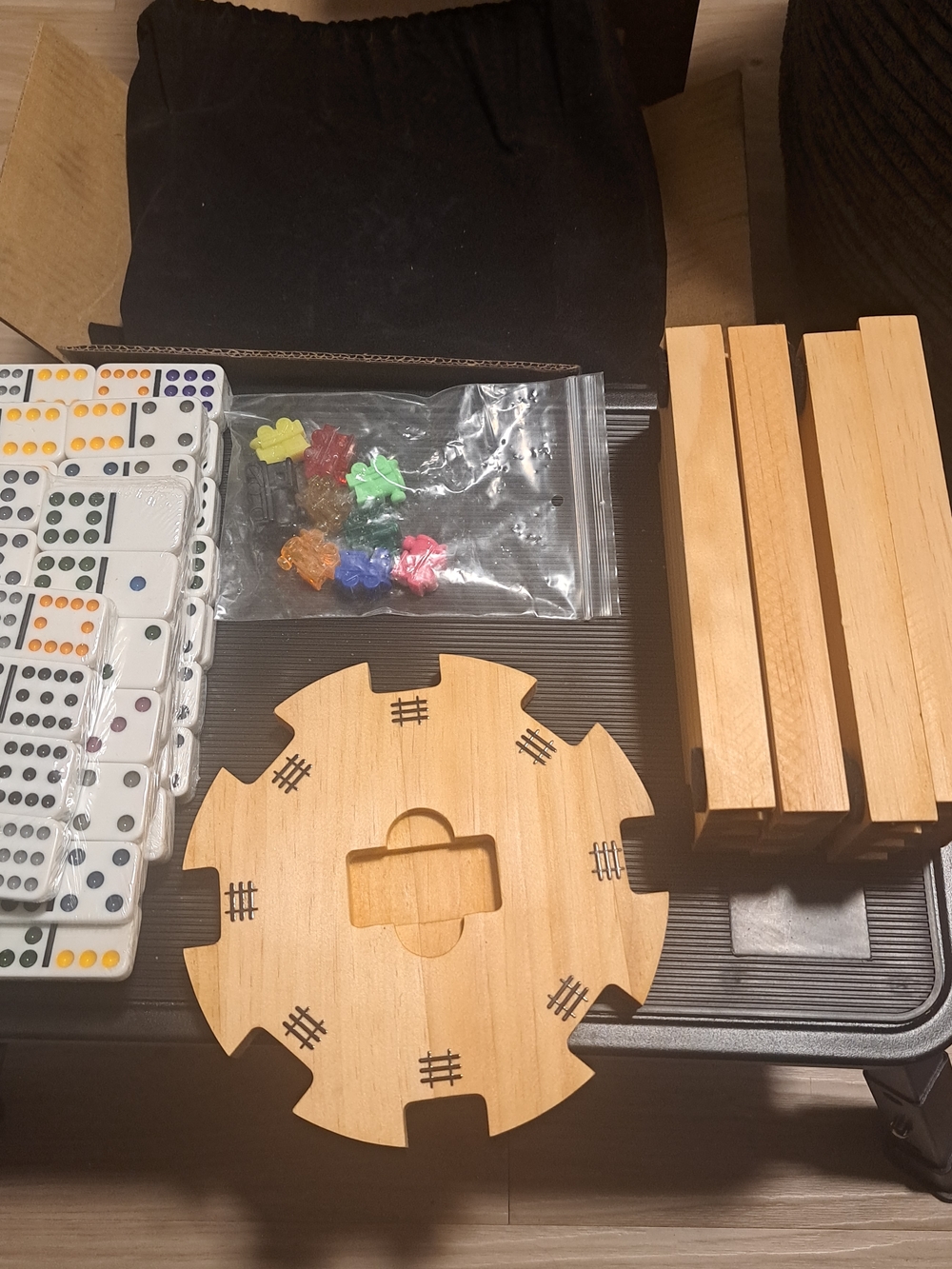Wooden Domino and Game Tile Organizer - Natural Wood